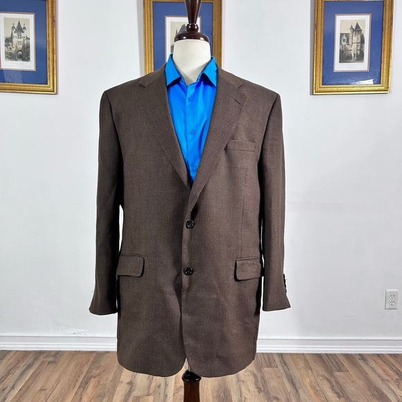 Jos A Bank Men’s Size 46L Traveler’s Collection Brown Wool Jacket Sports Coat